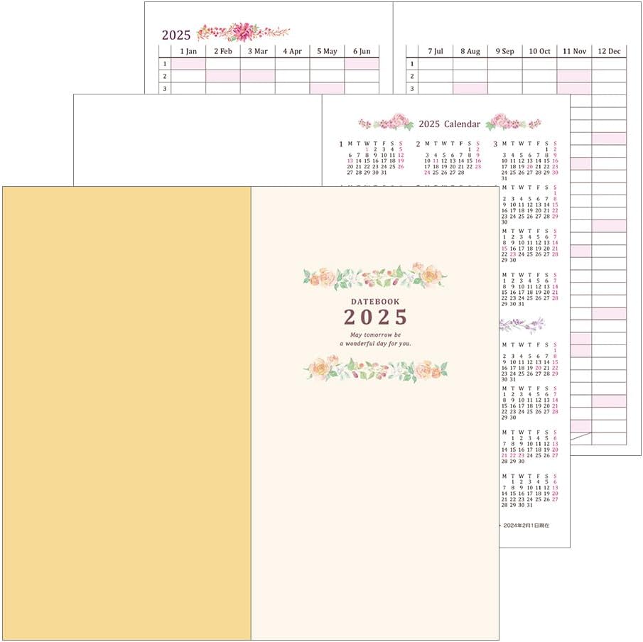 Midori Pocket Diary 2025 Slim Monthly Country Time Floral Pattern 22299006 (Begins January 2025)