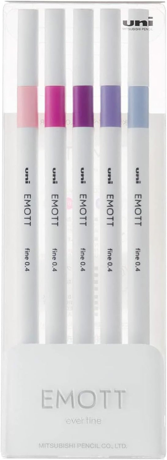 Emott Fineliner Pen Set #7, Floral Color, 5-Colors, Assorted