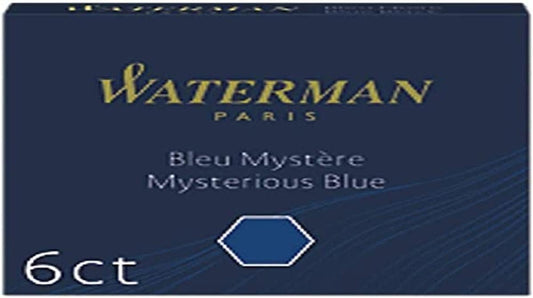 Waterman Fountain Pen Ink Cartridges, Short 'International', Mysterious Blue, 6 Count
