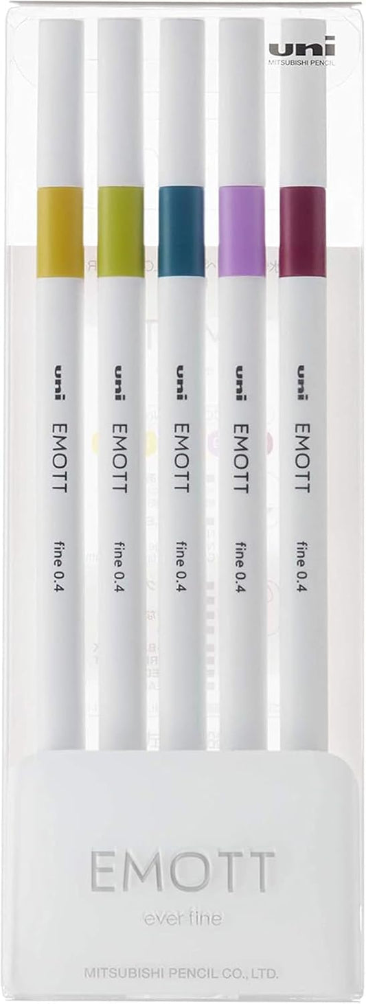 Mitsubishi Pencil EMOTT PEMSY5C.NO8 Water-Based Pen, 5 Colors, No.8