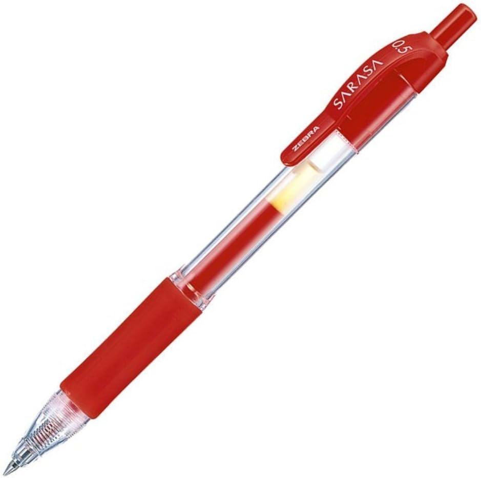 ZEBRA Sarasa P-JJ3-R5 Gel Ballpoint Pen, 0.5, Red, 5 Pieces