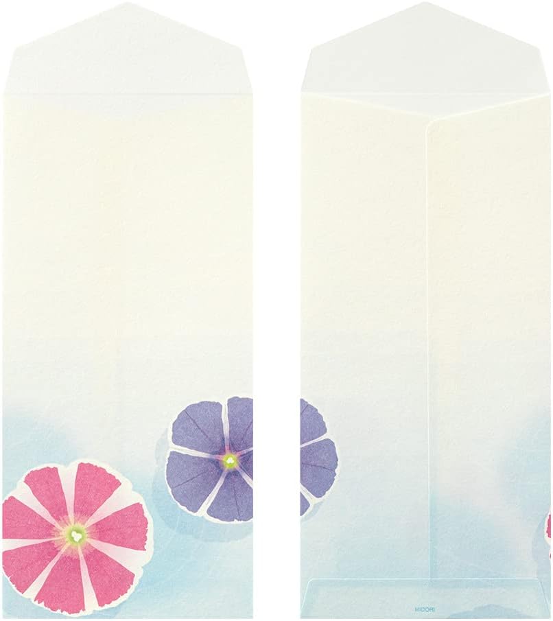 Midori 87104006 Envelope Paper Series, Summer Letter, 4 Patterns, Morning Glory Hand Water Pattern