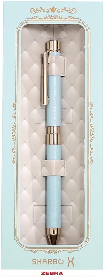 ZEBRA SB36-GS-LPB Sharbo X SL6 Multi-Functional Pen, Gift Set, Refill Included, Leather Pale Blue