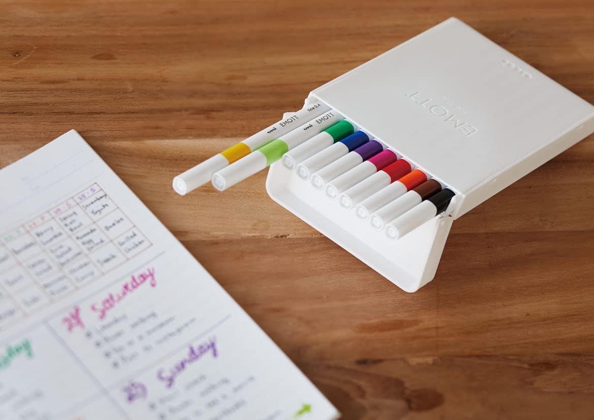 Emott Fineliner Pen Set #1, 10-Colors, Assorted