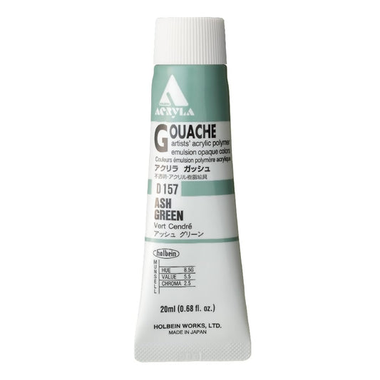 Holbein Acryla Gouache Artists Acrylic Polymer Emulsion, 20ml Ash Green (D157)