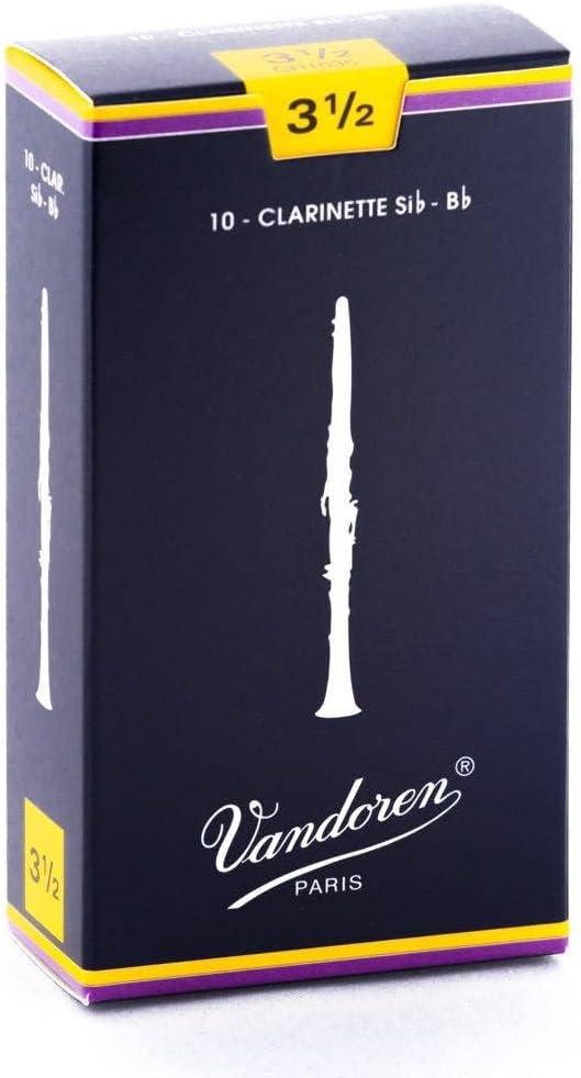 Vandoren Traditional Bb Clarinet Reeds Strength 3.5 Box of 10 (Strength 3.5 Box of 10)