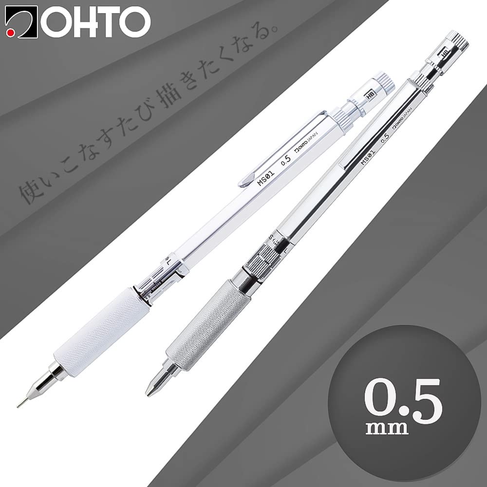 OHTO Auto Mechanical Pencil 0.5mm – MS01-SP5-SV, Silver