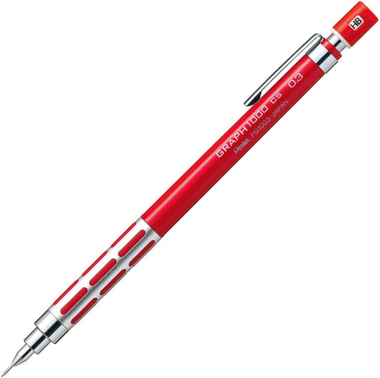 Pentel XPG1003CSB Graph 1000CS Mechanical Pencil, 0.01 inches (0.3 mm), Red Shaft