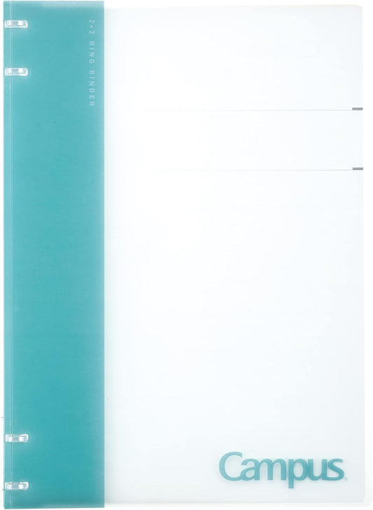 Kokuyo Campus Refillable Notebook, A4 2x2 Slim Ring Binder Notebook with Customizable Title Page, 40 Sheets Capacity. Suitable for 30 Holes Loose Leaf Paper, Light Blue (RU-NP174LB)