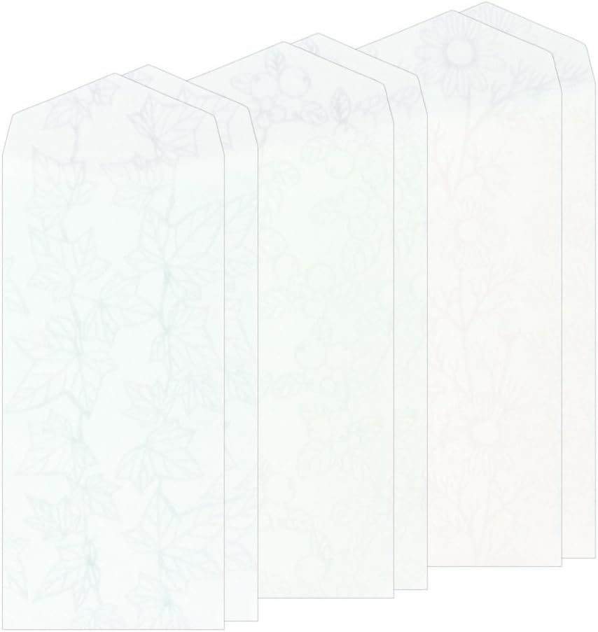 Midori 20486006 Vertical Openwork Washi Envelope Green Leaf Pattern