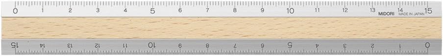 Midori Aluminium + Wood Ruler 15cm Light Brown (42257006)