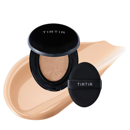 TIRTIR Mask Fit Black Cushion Foundation - Japan's No.1 Choice for 72-Hour Flawless Coverage with Semi-Matte Finish (Mini (0.15 oz.), 23N Sand)