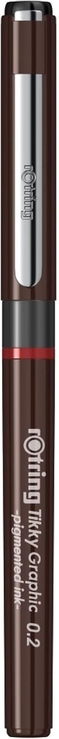 rOtring Tikky Fine Liner Fiber Tip Graphic Pen, 0.2 mm, Black Ink (1904752)