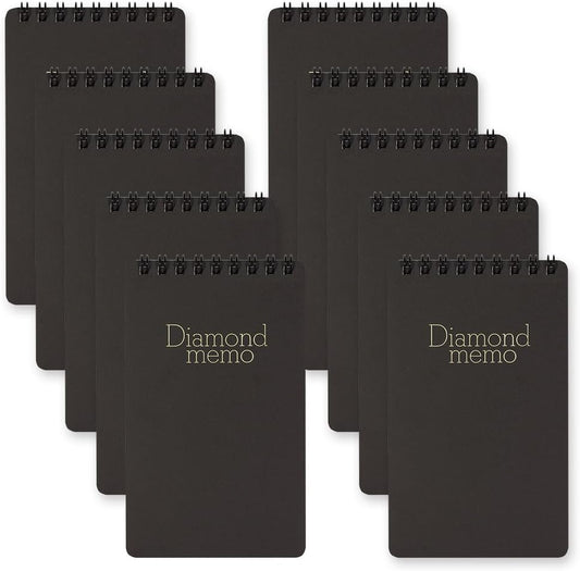 Midori 19003011 Diamond Memo, Large, 0.2 inch (5 mm) Ruled, Black, Set of 10