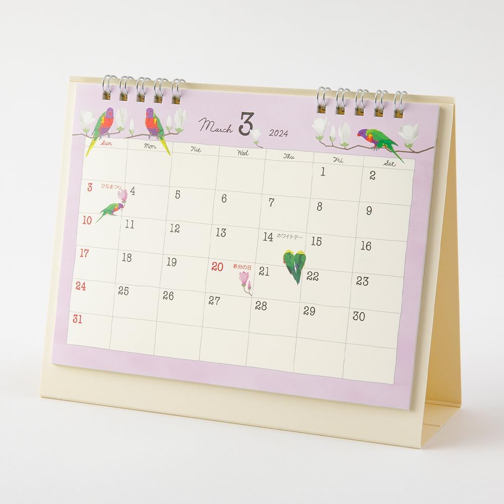 Midori 31273006 2024 Calendar, Tabletop, M, Country Time Floral Pattern (Ojisan Print)