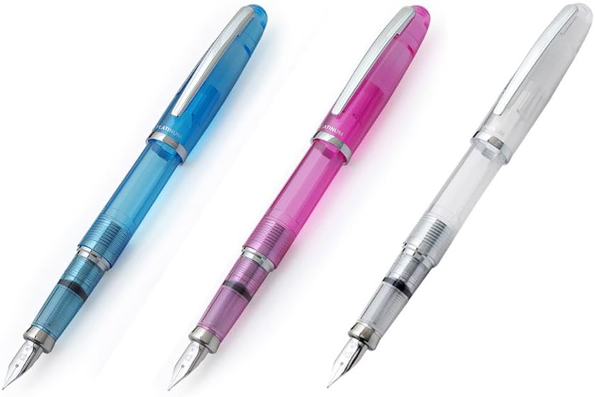 PLATINUM Fountain Pen Balance Crystal Blue Fine Point PGB-3000A#58-2 front view