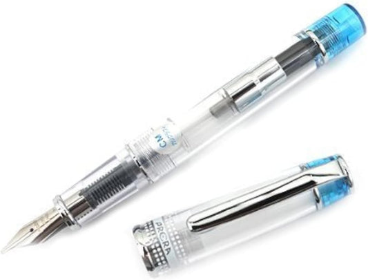 PILOT Prera Iro-Ai Calligraphy-Nib Fountain Pen, Transparent Light Blue Body (FPRN-350R-TLBCM)
