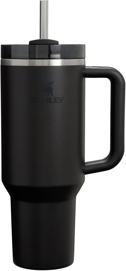Stanley Quencher H2.0 Tumbler with Handle and Straw 40 oz | Flowstate 3-Position Lid | Cup Holder Compatible for Travel | Insulated Stainless Steel Cup | BPA-Free | Black 2.0