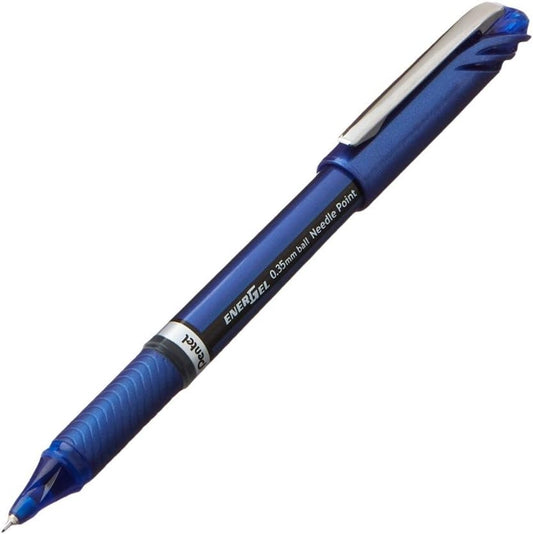 Pentel Energel Euro Ballpoint Pen, 0.35mm Needle Tip, Blue Ink (BLN23-C)