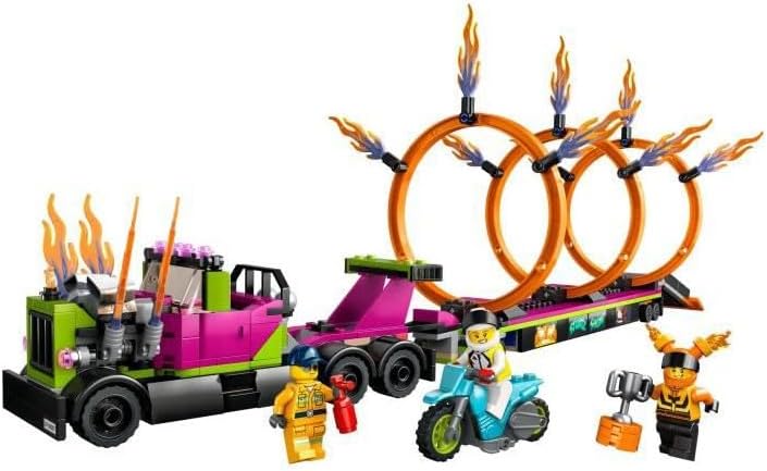 Lego City 60357 Trailer Truck and Fire Ring Challenge, Toy Blocks, Present, Vehicle, Glue, Boys, Girls, Ages 6 and Up