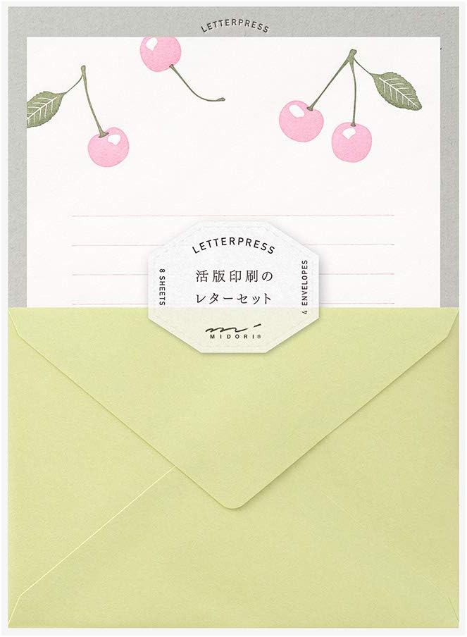 Midori 86475006 Letter Set, 475, Letterwork, Cherry Pattern