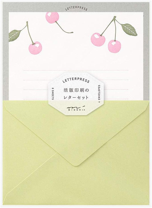 Midori 86475006 Letter Set, 475, Letterwork, Cherry Pattern