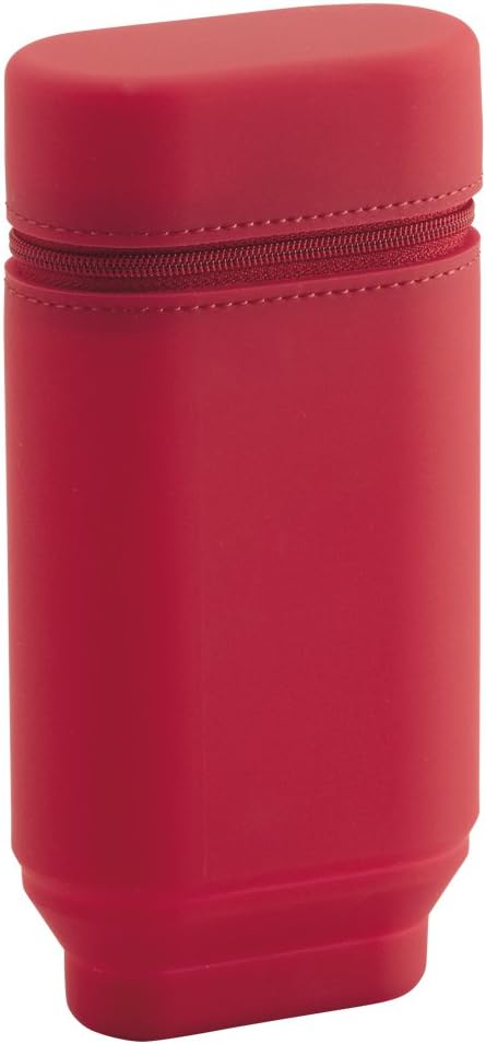 Lihit Lab A7695-3 Stand Pen Case, Oval Type, L, Red