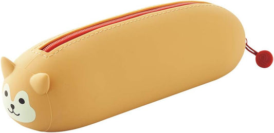 LIHITLAB PuniLabo Zipper Pen Case/Pouch, Horizontal, 2.5" x 7.9", Shiba Dog (A7781-2), Pen: 2.5"x 7.9"x 2.4"
