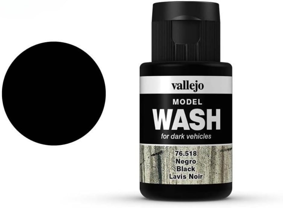 Vallejo - Wash FX | Black 35 ml. (1.18 fl.oz.) | Designed for Dark Vehicles | Visual Realism for Your Projects | Brush or Airbrush Use