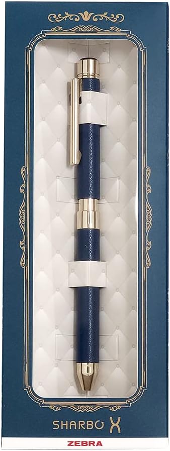 ZEBRA SB36-GS-LNV Sharbo X SL6 Multi-Functional Pen, Gift Set, Refill Included, Leather Navy