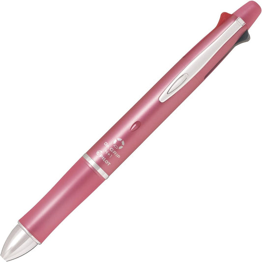 Pilot Dr. Grip 4+1 Multi-Function Pen, 0.7mm Acro Ink Ballpoint Pen, 0.5mm Mechanical Pencil, Black (BKHDF1SF-B), Shell Pink