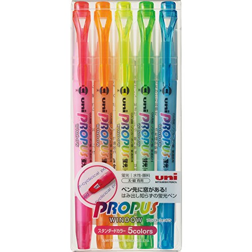 Uni Propus Window Highlighter – 5 Color Twin Tip Set