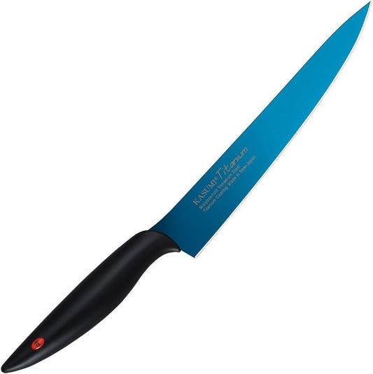 Kasumi Titanium Coated KTB3 7-3/4-Inch Titanium-Coated Carving Knife, Blue