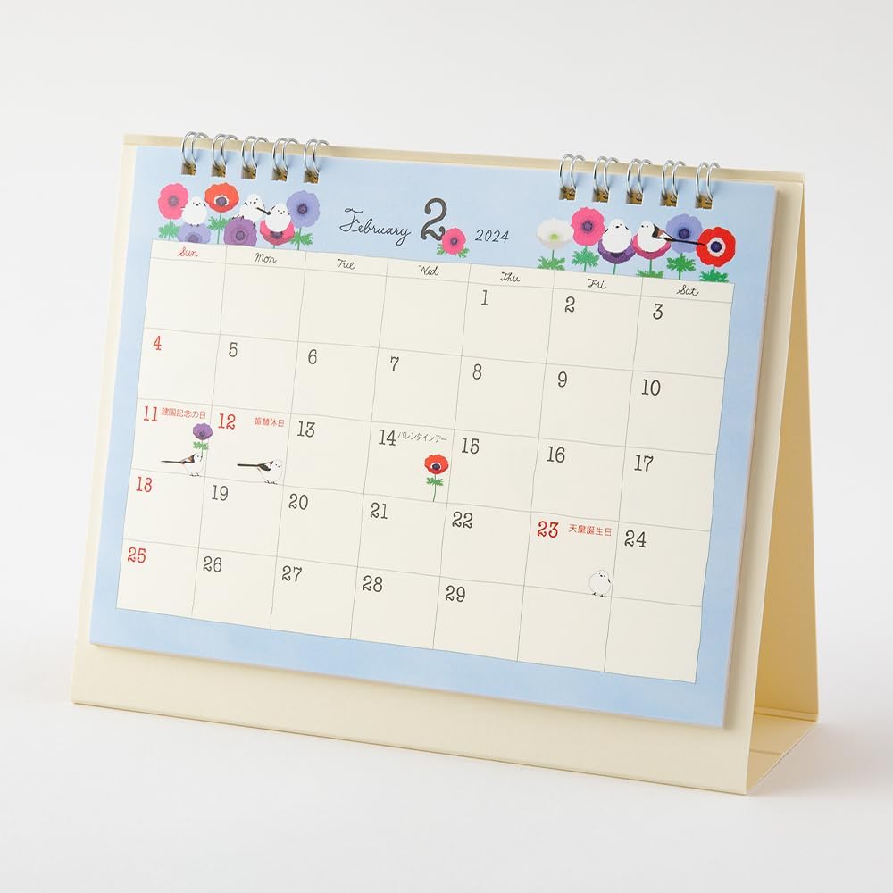 Midori 31273006 2024 Calendar, Tabletop, M, Country Time Floral Pattern (cat pattern)