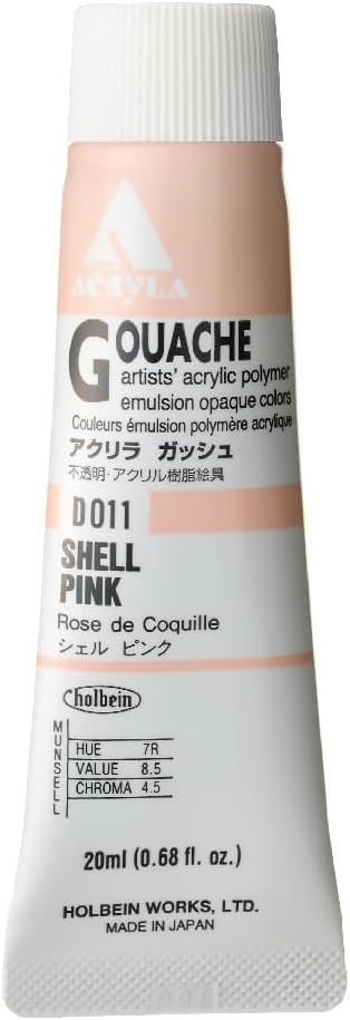Holbein Acryla Gouache Artists Acrylic Polymer Emulsion, 20ml Shell Pink (D011)