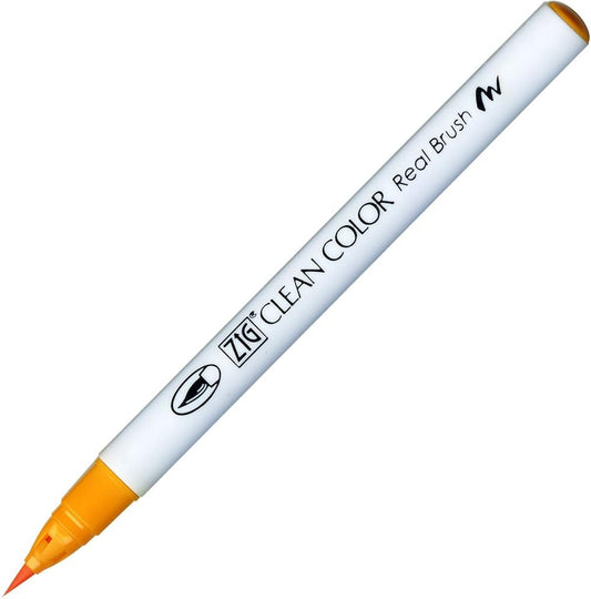 Kuretake ZIG Clean Color Real Brush Pen, Bright Yellow Ink