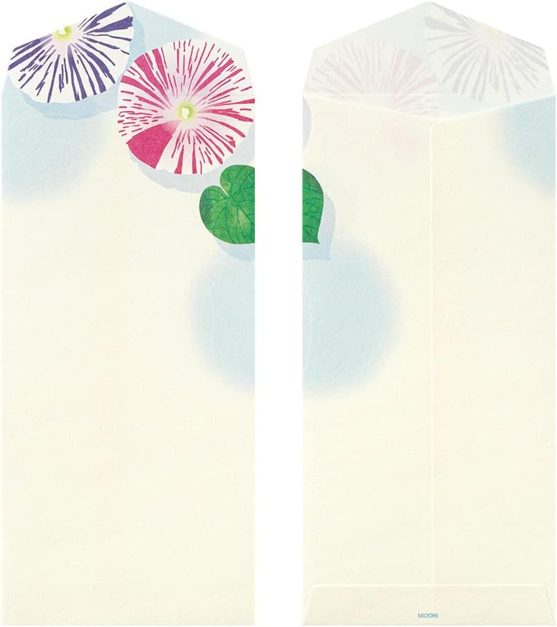 Midori 87104006 Envelope Paper Series, Summer Letter, 4 Patterns, Morning Glory Hand Water Pattern