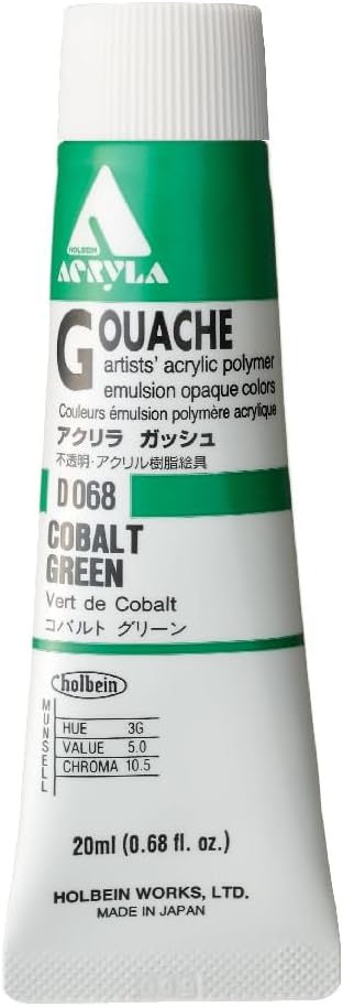Holbein Acryla Gouache Artists Acrylic Polymer Emulsion, 20ml Cobalt Green (D068)