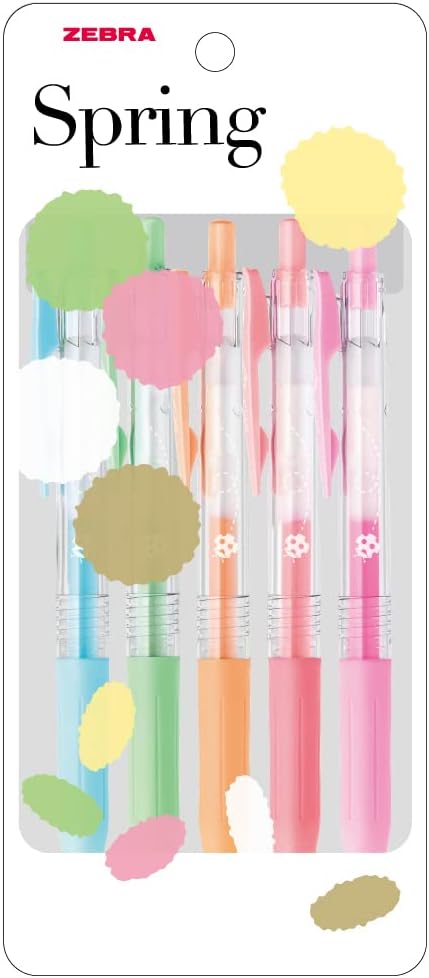 ZEBRA JJ15-5C-3A Sarasa Clip Gel Ballpoint Pen, 0.02 inches (0.5 mm), Milk Color, Set of 5 Colors