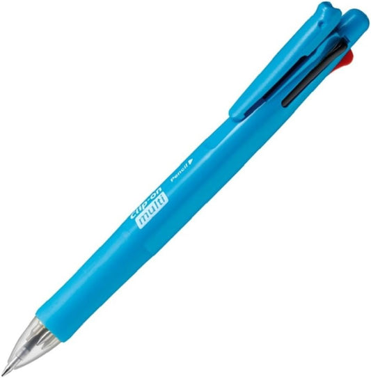 ZEBRA Clip-On Multi F Series 4 Color 0.7 mm Ballpoint Multi Pen/0.5 mm Pencil, Fresh Blue Body (B4SA1-FBL)
