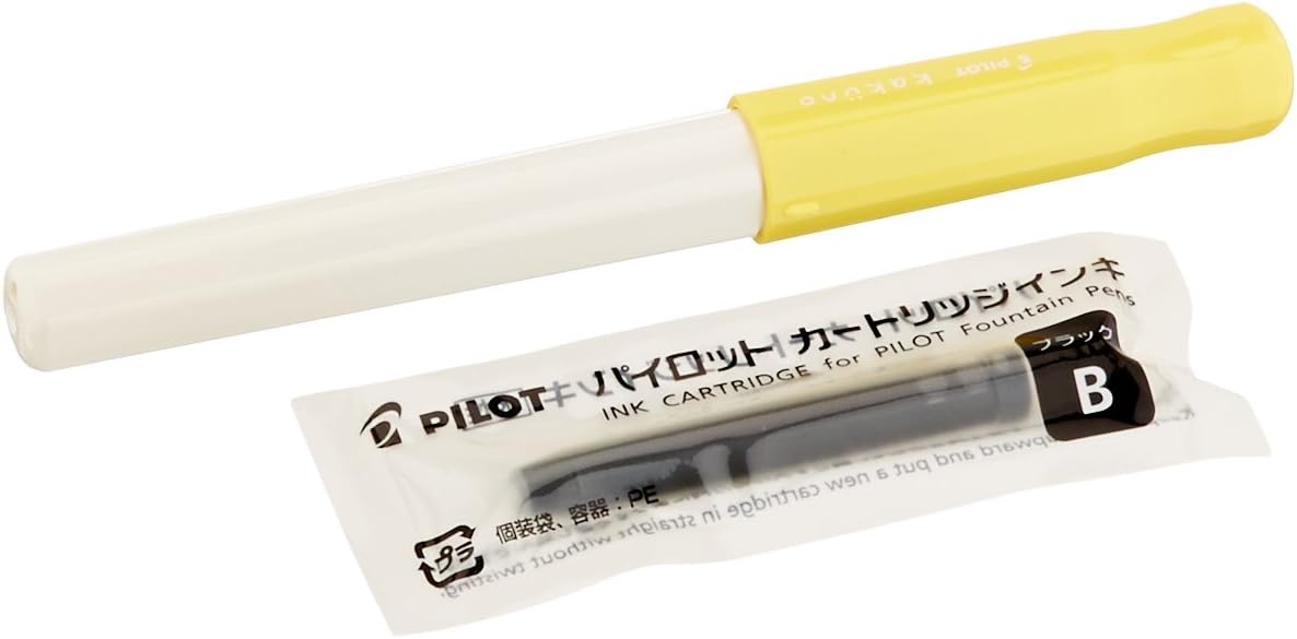 PILOT Kakuno Fine-Nib Fountain Pen, White Body Soft Yellow Cap Body (FKA-1SR-SYF)