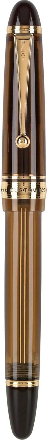 PILOT Custom 823 Fountain Pen, Amber Barrel, Fine Nib, Blue Ink (60558)