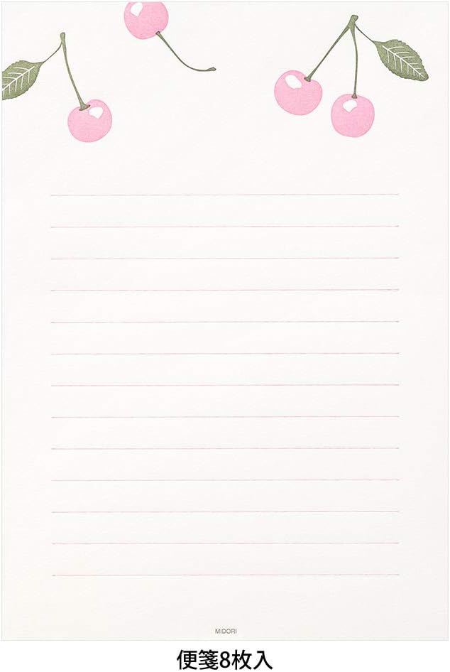 Midori 86475006 Letter Set, 475, Letterwork, Cherry Pattern