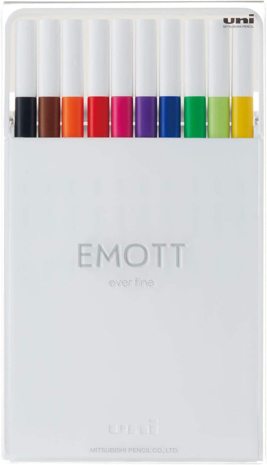 Emott Fineliner Pen Set #1, 10-Colors, Assorted