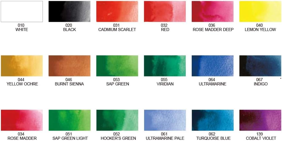 Kuretake GANSAI TAMBI Watercolor Paint Set 18 Colors, Professional-quality art supplies for artists adult painting sketching, Non-Toxic, Made in Japan