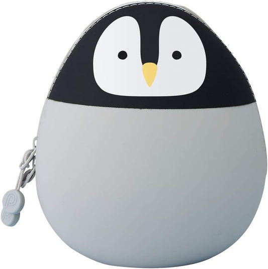 LIHITLAB PuniLabo Zipper Pouch, Egg-Shaped, 3.8" x 4.7", Penguin (A7783-10)