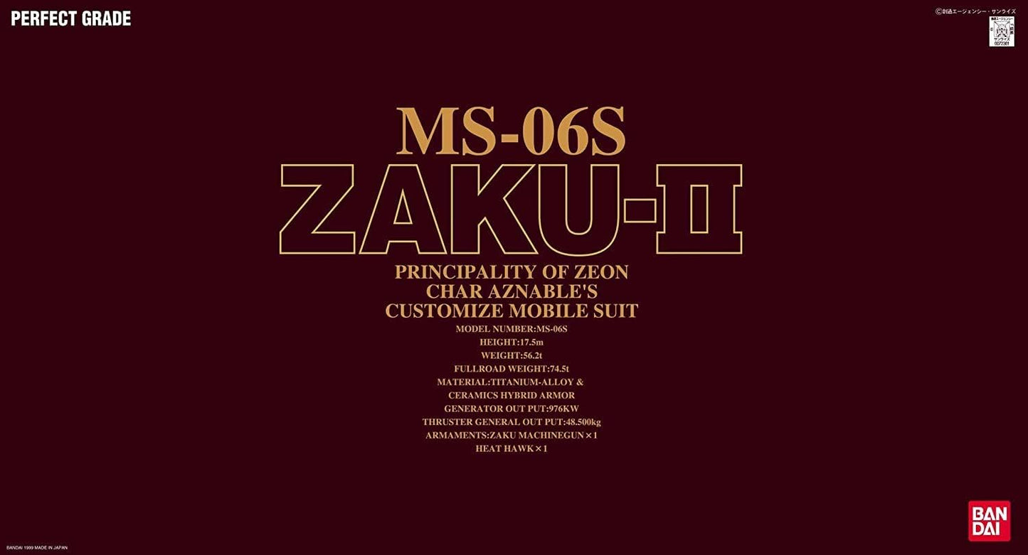BANDAI Spirits(??�???????Ÿ? ?Ÿ?????????????) PG Mobile Suit Gundam MS-06S Char Exclusive Zaku 2 1/60 Scale Color Coded Plastic Model