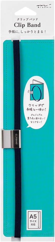 Midori 62321006 Book Band, Clip Band, for A5, Navy Blue