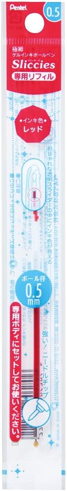 Pentel Slitches XBGRN5B Ballpoint Pen Refill, Set of 10, Red
