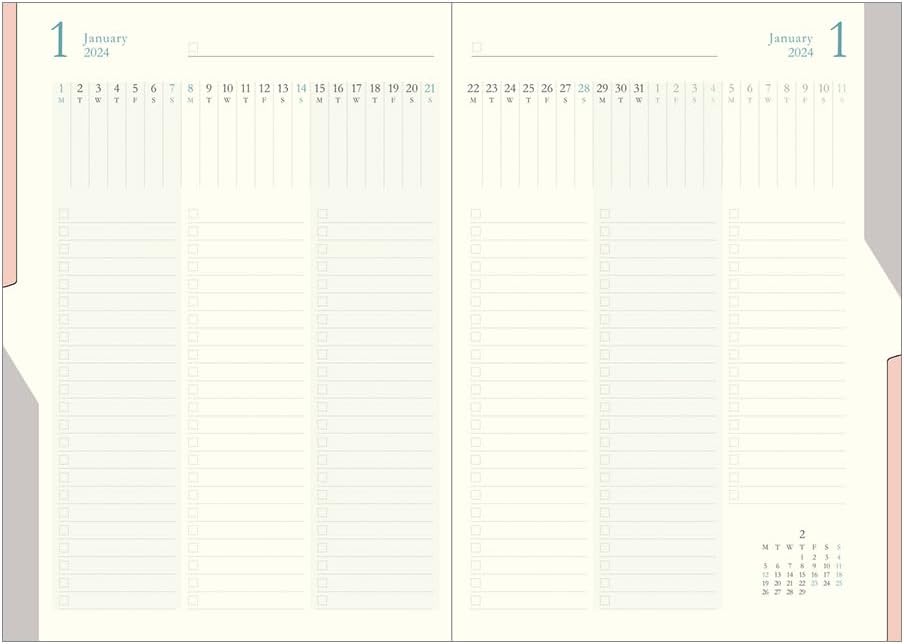 Midori 22268006 ToDo Double Schedule Planner, 2024, B6, Monthly Planner, Orange (Starts October 2023) (Blue)